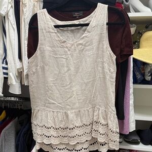 Valentina Naldi S Cream Lace linen Hem Tank Top